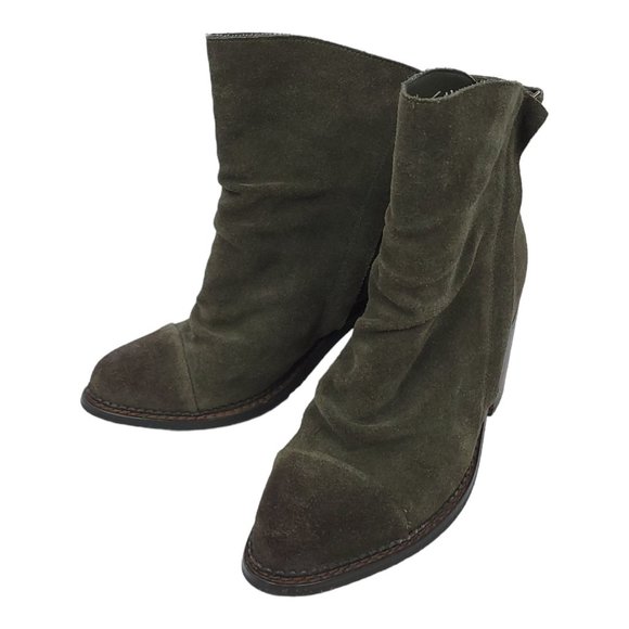Sbicca Vintage Collection Millie Heel Ankle Boot Womens Size 8 Green Suede - Picture 1 of 12